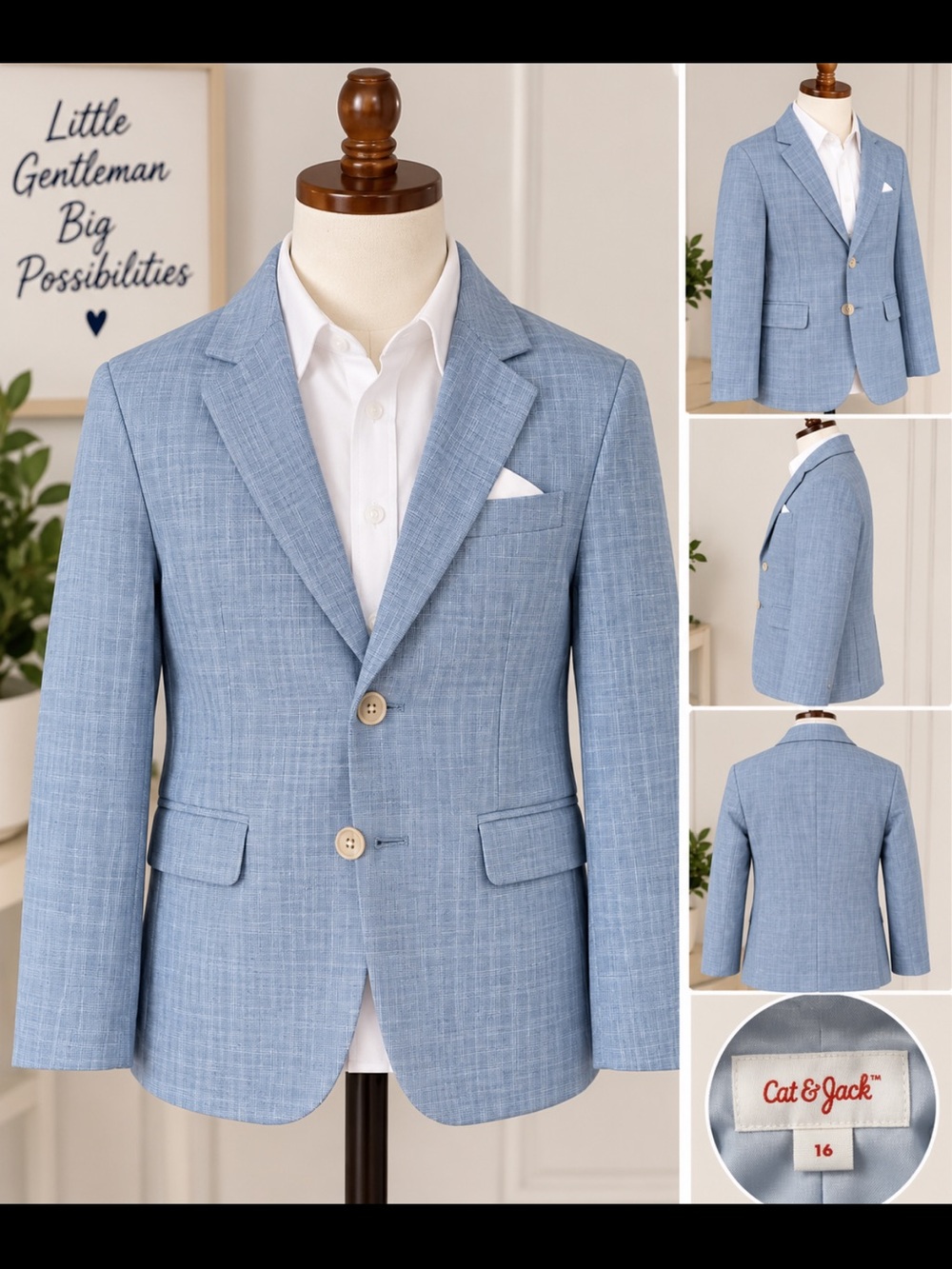 Cat & Jack Light Blue Boys' Sport Coat Blazer